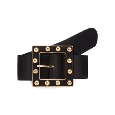 Black studded pin buckle waist belt